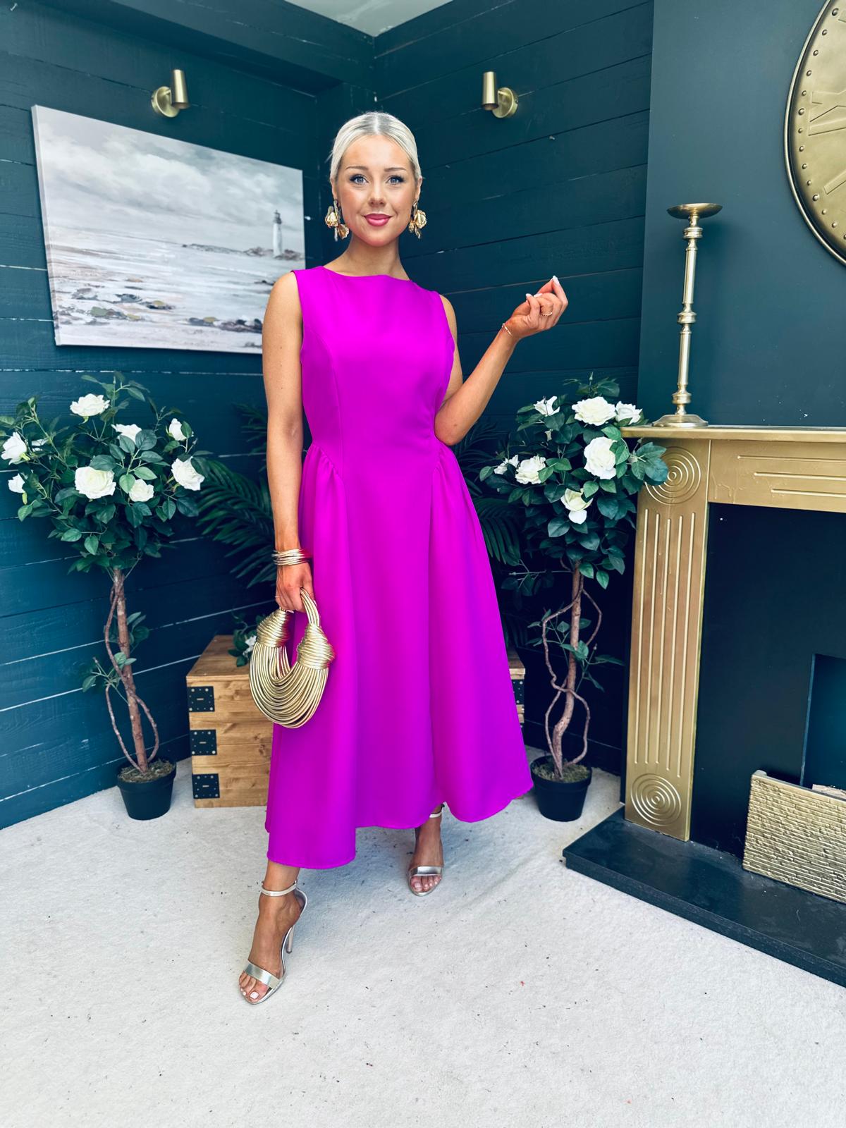 Grace Detailed Occasion Midi Dress Orchid