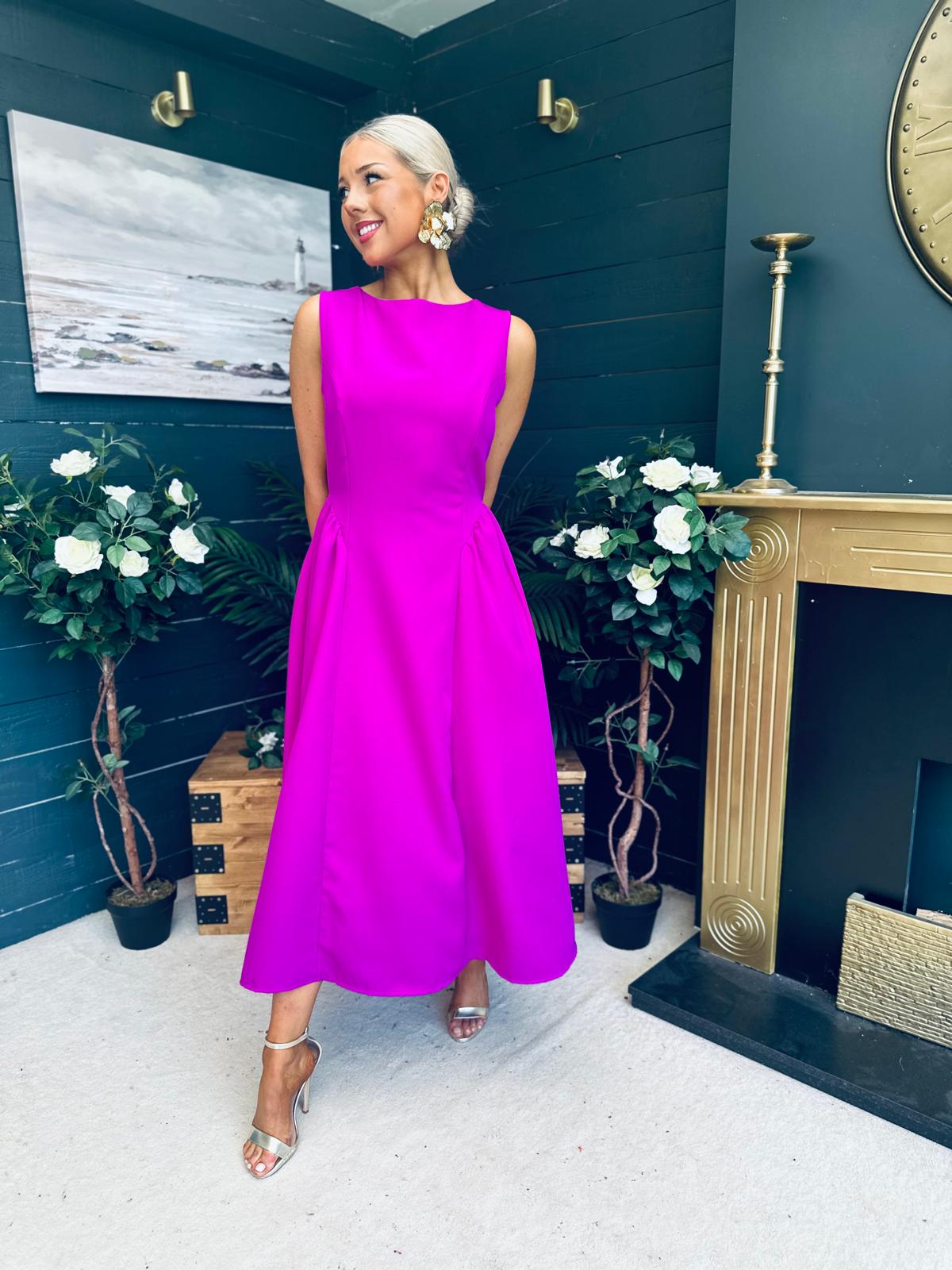 Grace Detailed Occasion Midi Dress Orchid