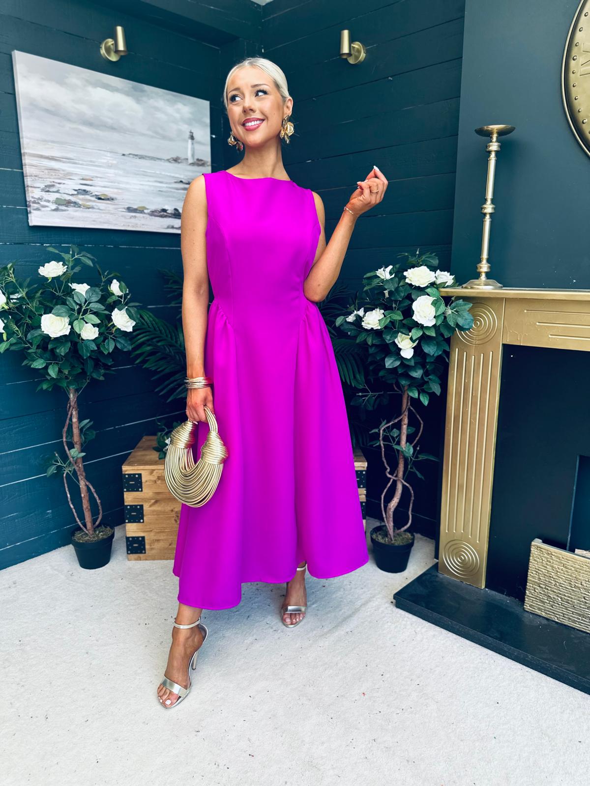 Grace Detailed Occasion Midi Dress Orchid