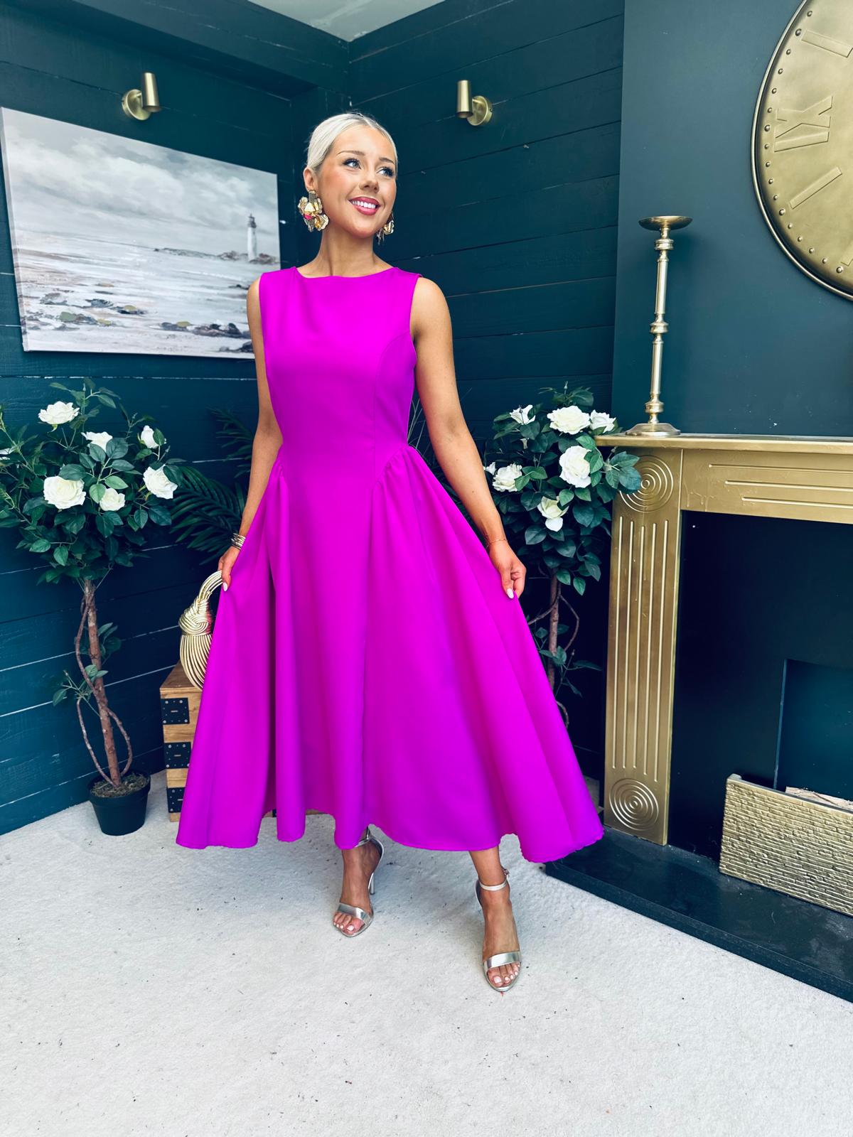 Grace Detailed Occasion Midi Dress Orchid