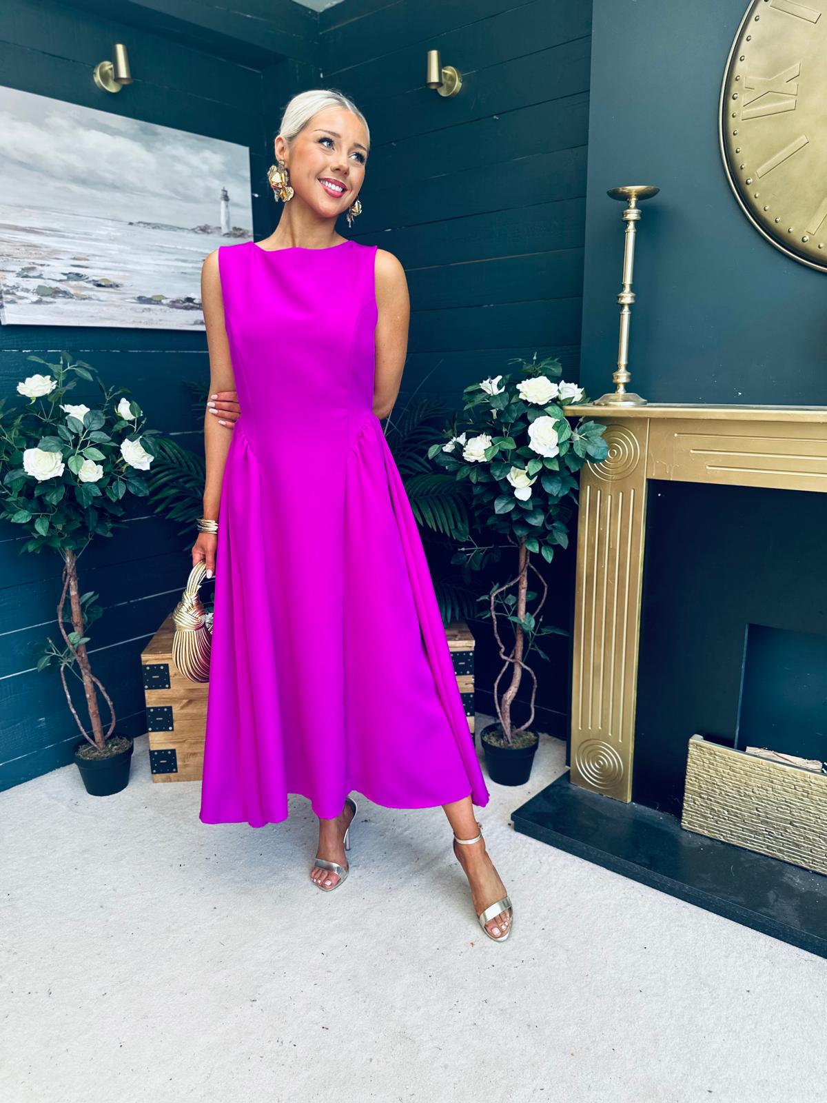 Grace Detailed Occasion Midi Dress Orchid