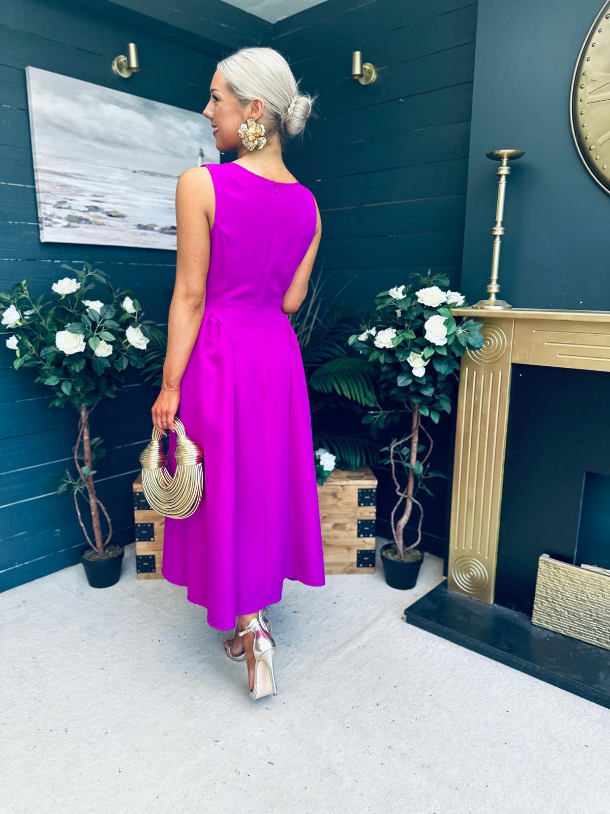 Grace Detailed Occasion Midi Dress Orchid
