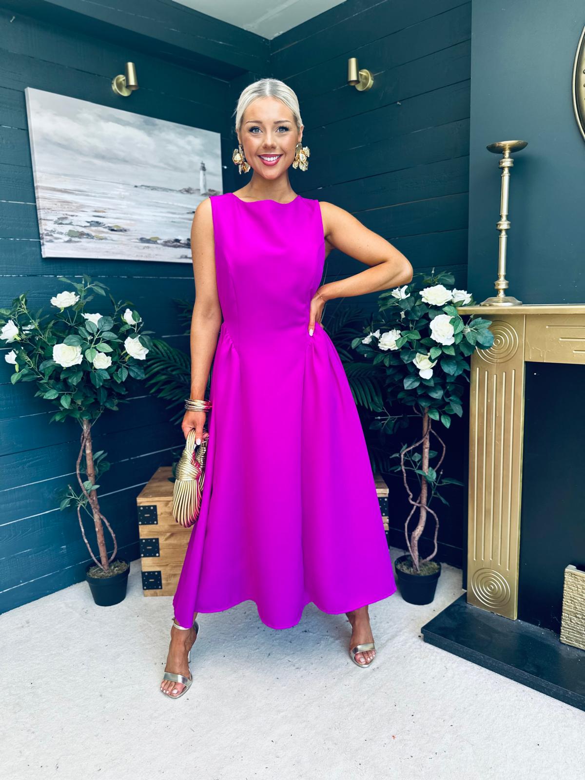 Grace Detailed Occasion Midi Dress Orchid