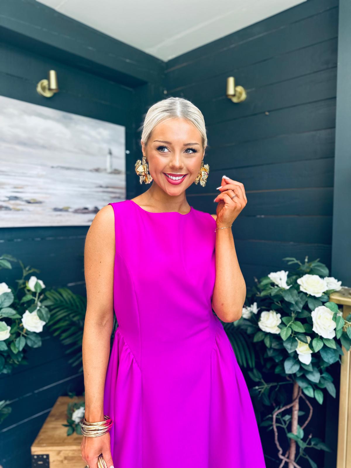 Grace Detailed Occasion Midi Dress Orchid