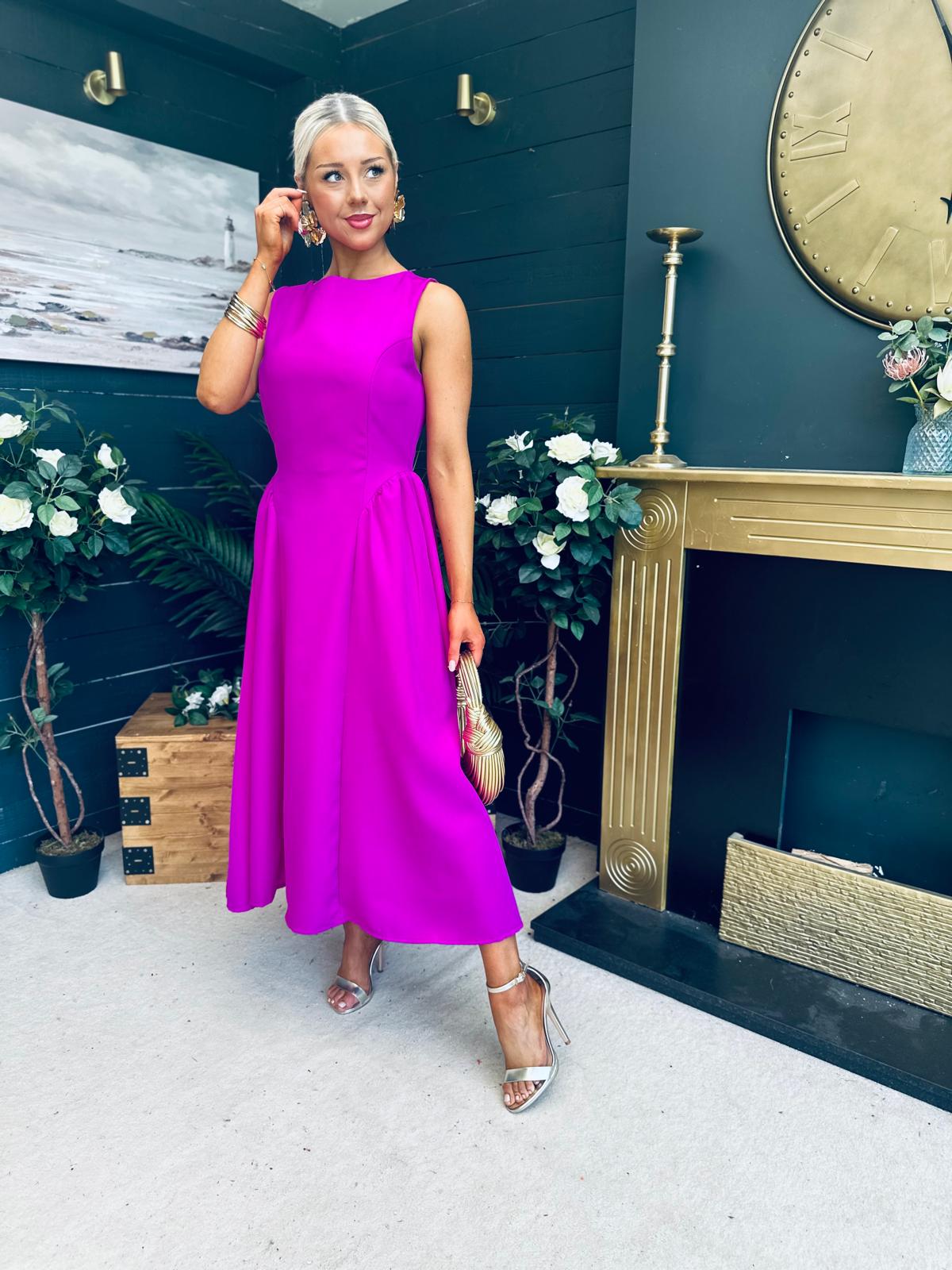 Grace Detailed Occasion Midi Dress Orchid