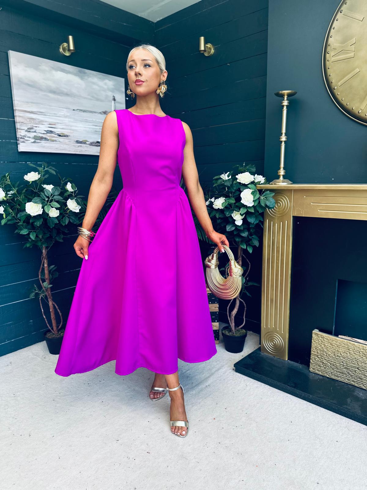 Grace Detailed Occasion Midi Dress Orchid
