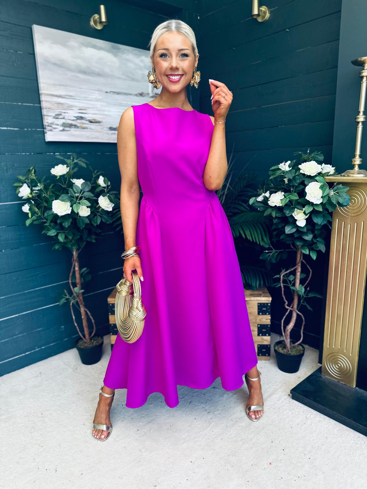 Grace Detailed Occasion Midi Dress Orchid