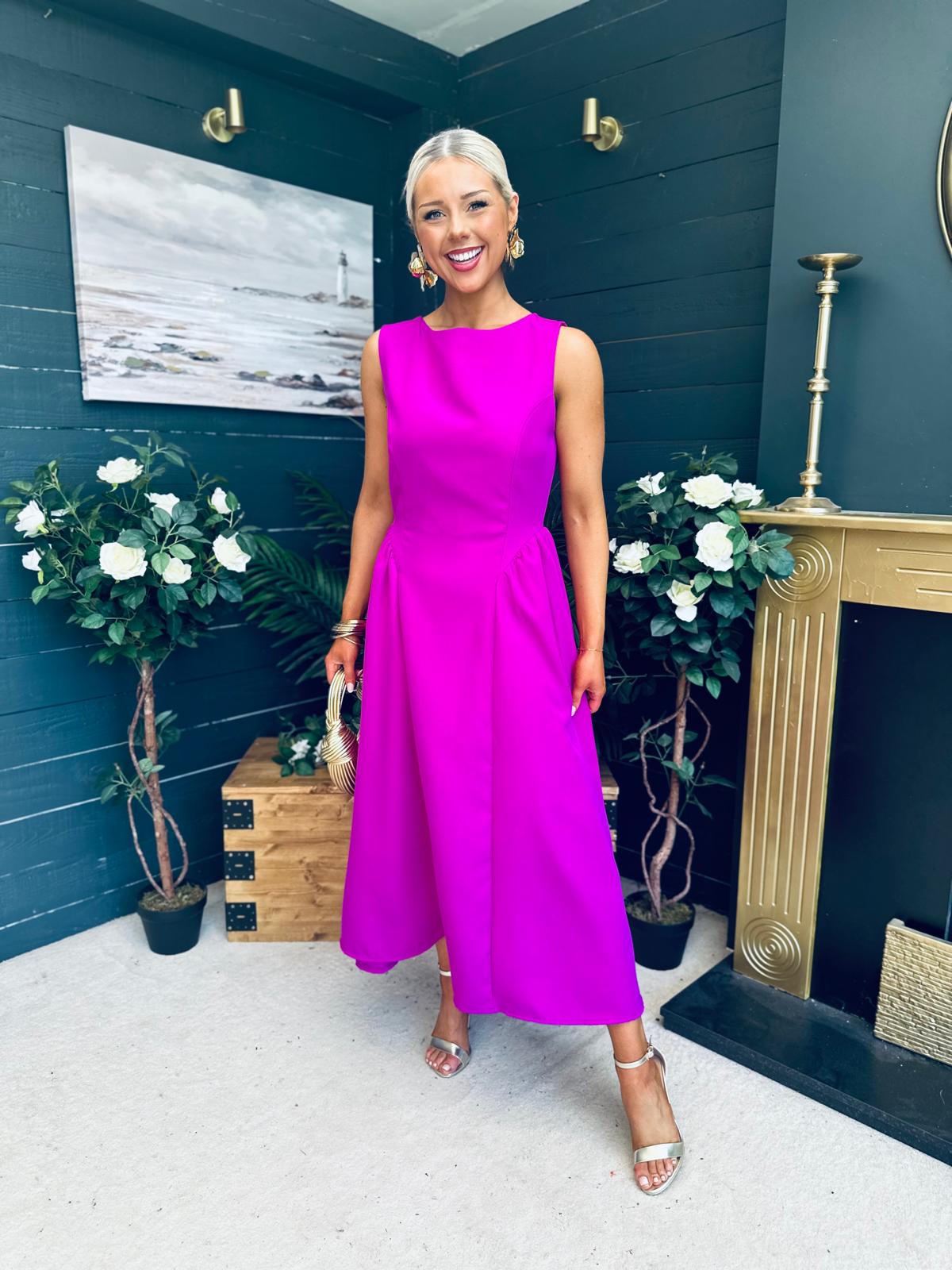 Grace Detailed Occasion Midi Dress Orchid