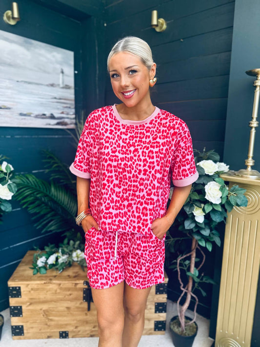 June Top And Short Set Pink & Red