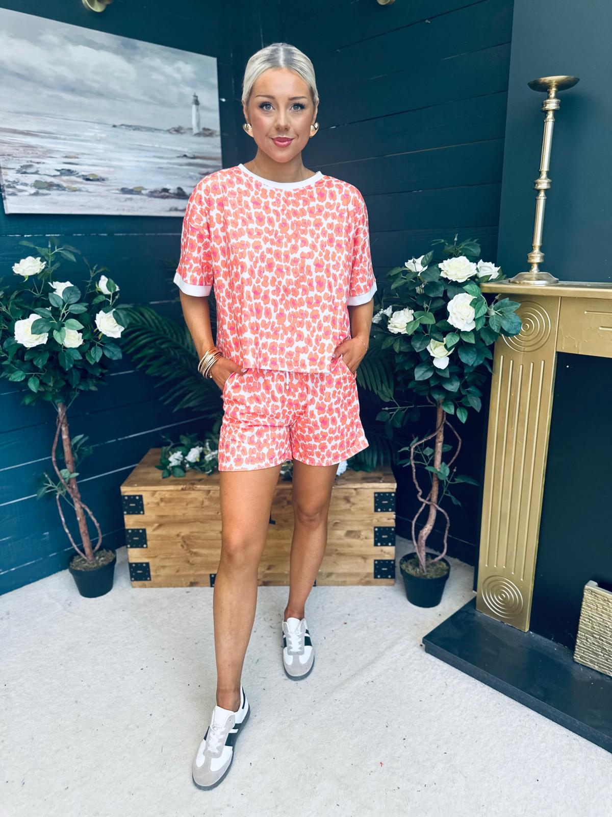 June Top And Short Set Pink & Orange