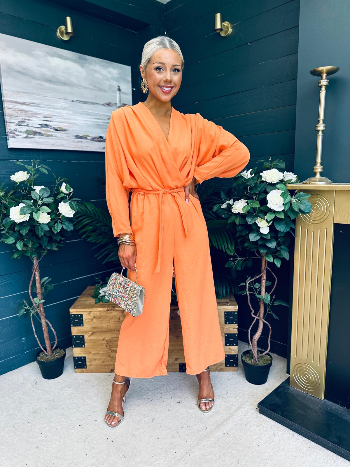 Dervla Detailed Jumpsuit Orange