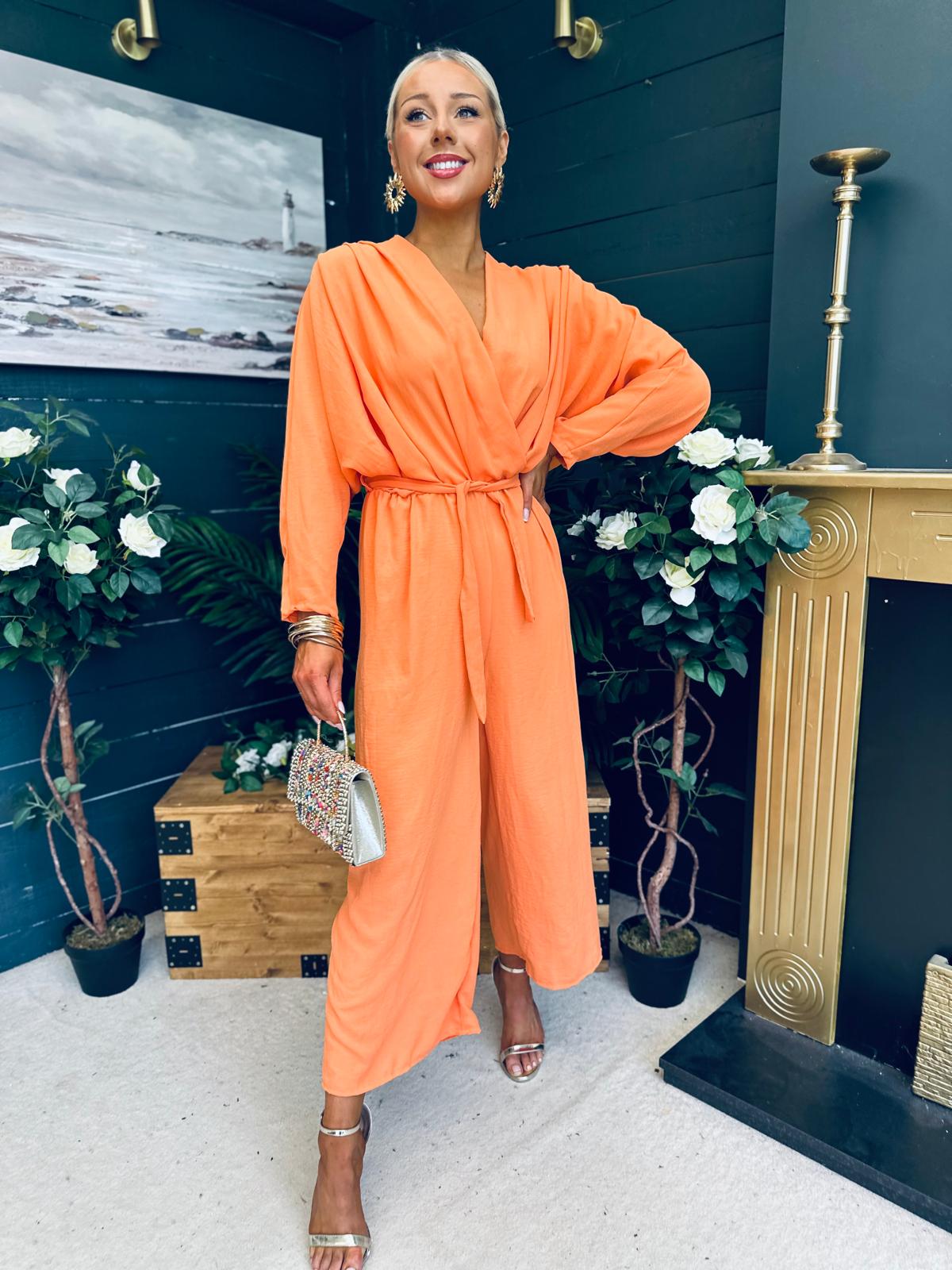 Dervla Detailed Jumpsuit Orange