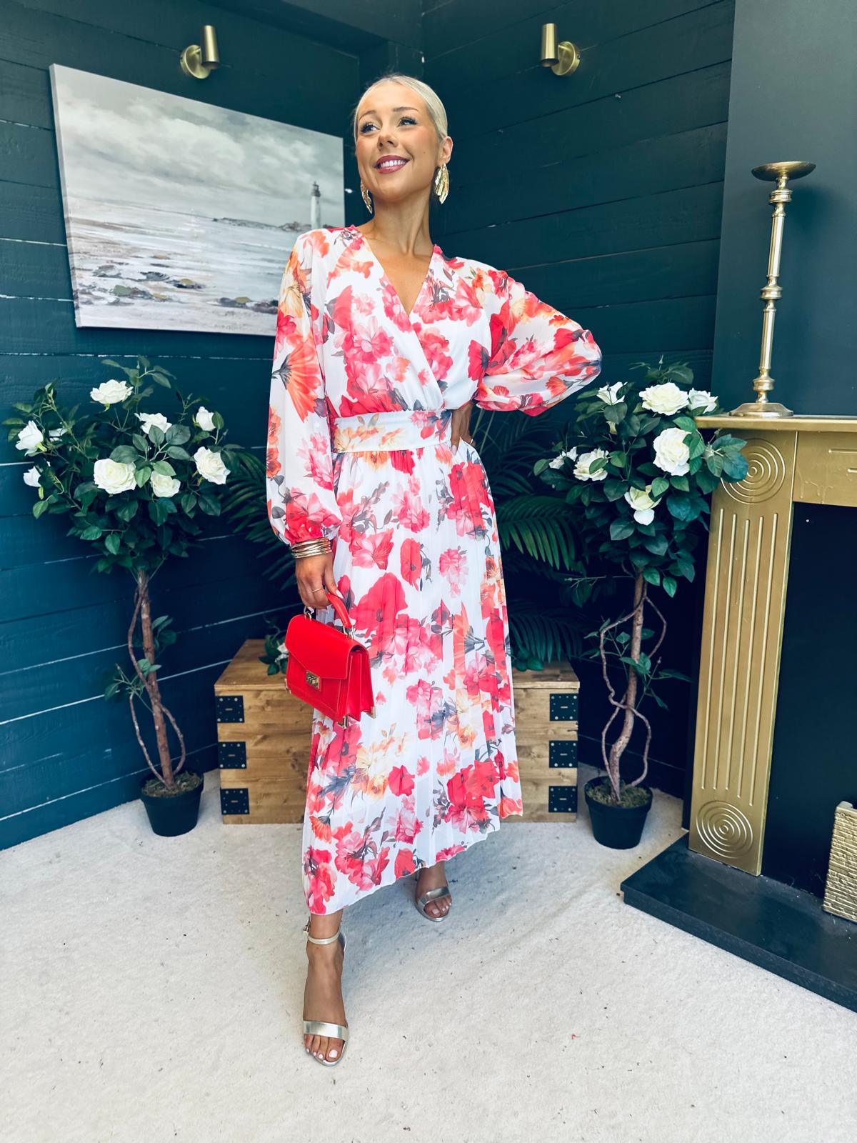 Darcy Pleated Midi Dress Floral