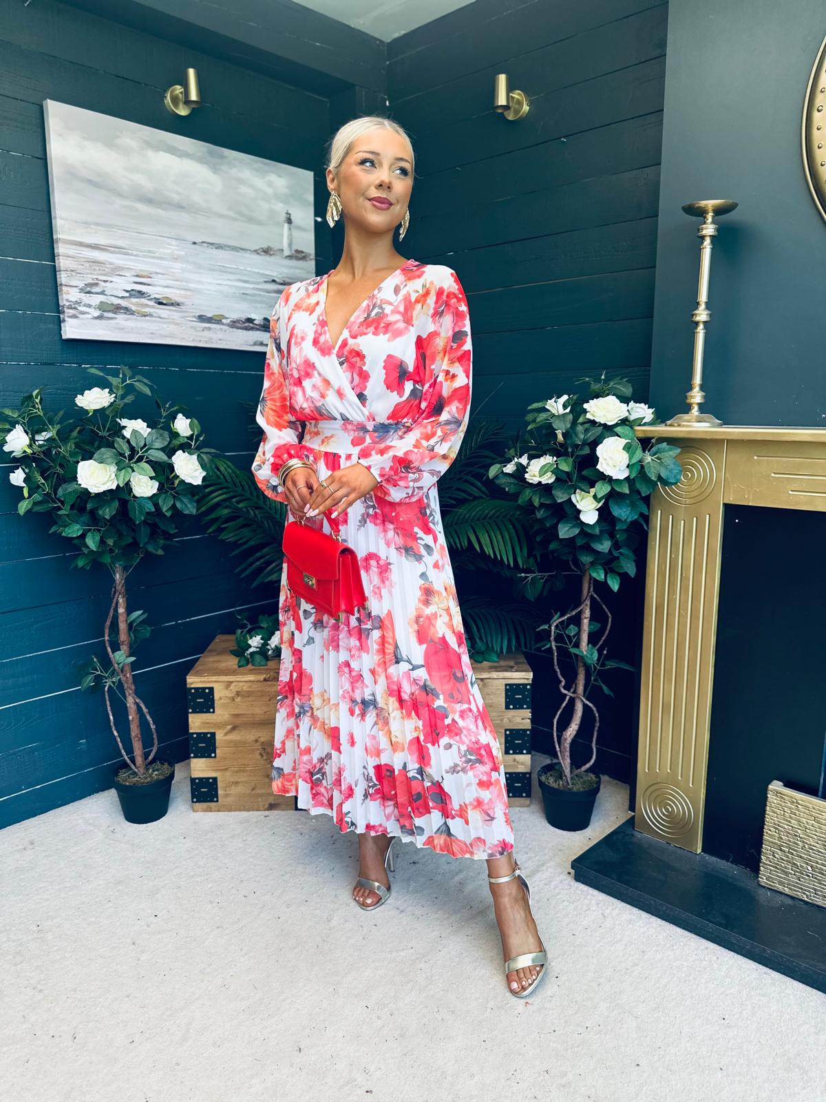 Darcy Pleated Midi Dress Floral