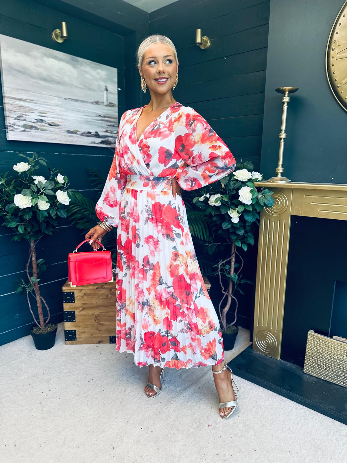Darcy Pleated Midi Dress Floral