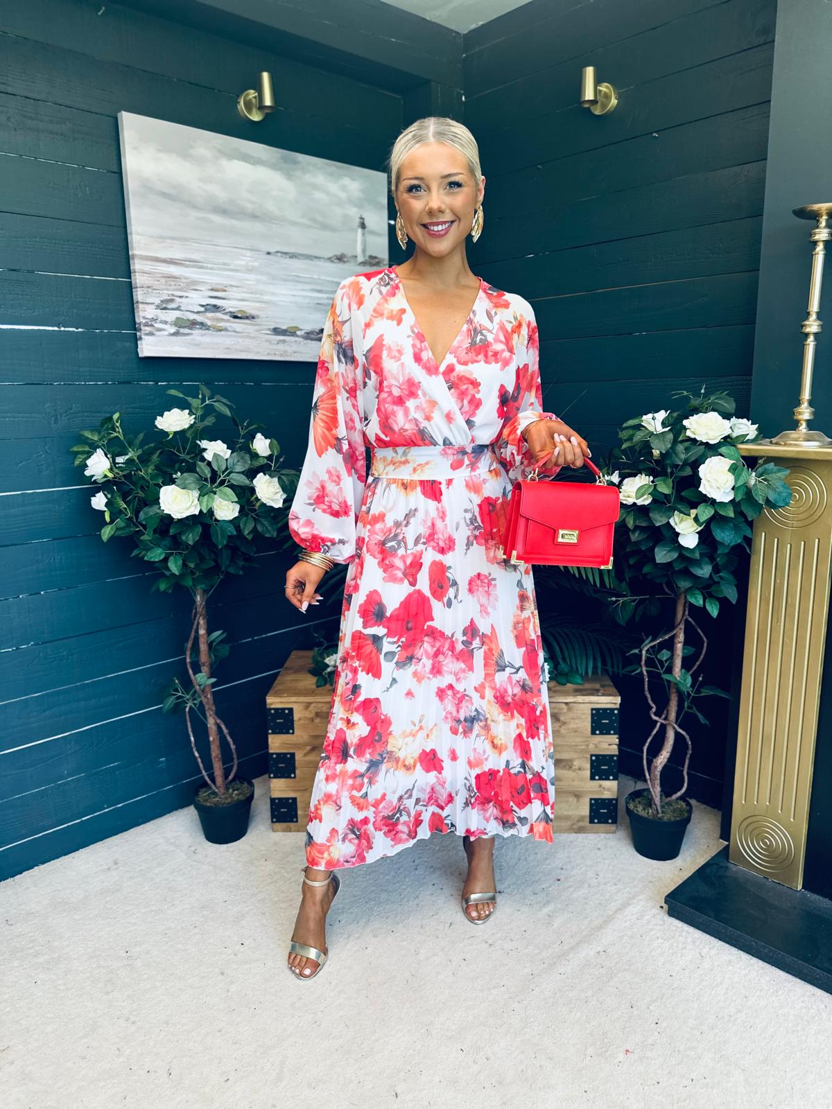 Darcy Pleated Midi Dress Floral