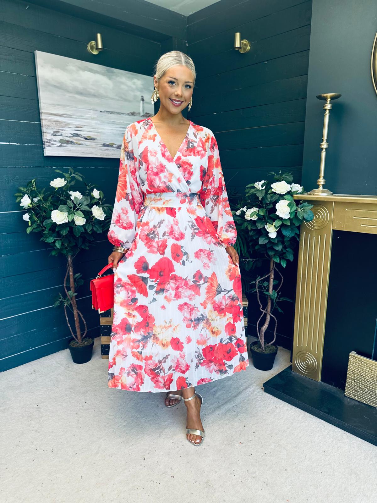 Darcy Pleated Midi Dress Floral