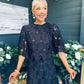 Keegan Crochet Detail Top & Skirt Set Black