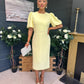 Caitlyn Pearl Embellished Occasion Dress Yellow