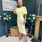 Caitlyn Pearl Embellished Occasion Dress Yellow