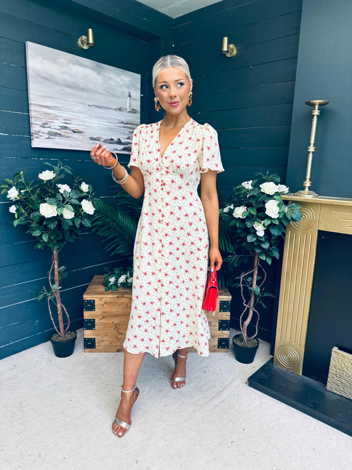 Liz Short Sleeve Shirt Dress Cream