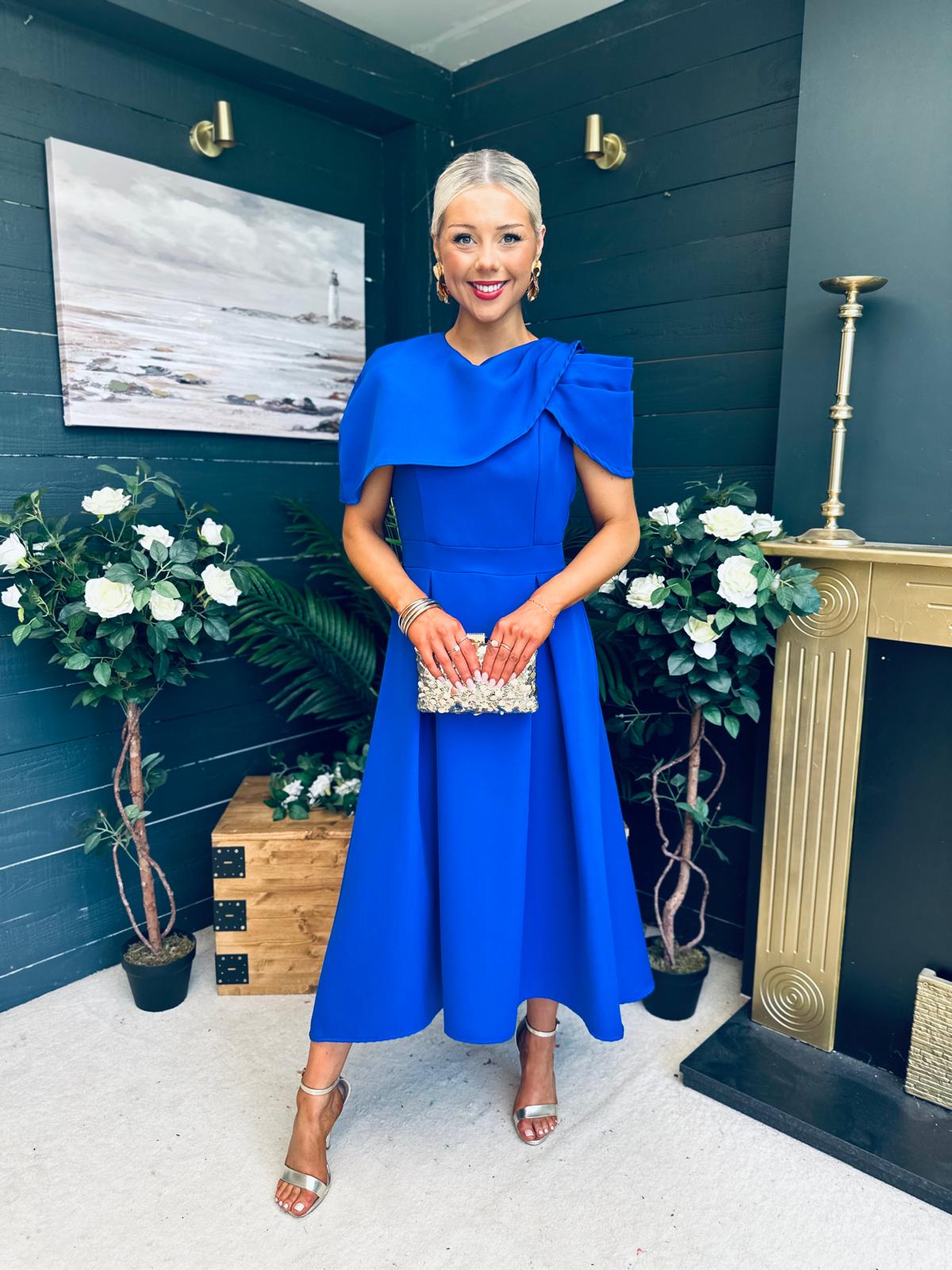 Lindsay Detailed Occasion Dress Cobalt