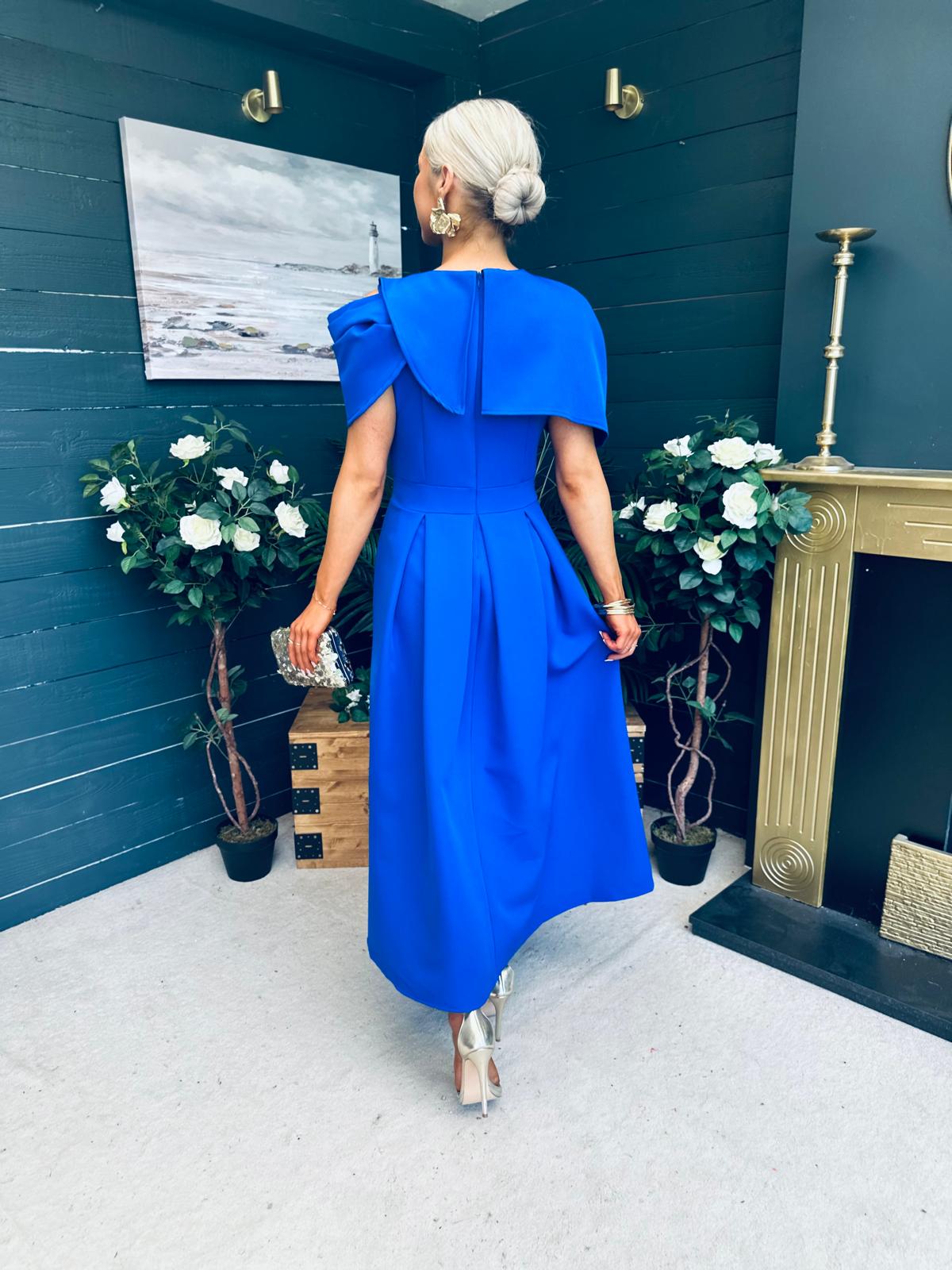 Lindsay Detailed Occasion Dress Cobalt