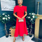 Lindsay Detailed Occasion Dress Red