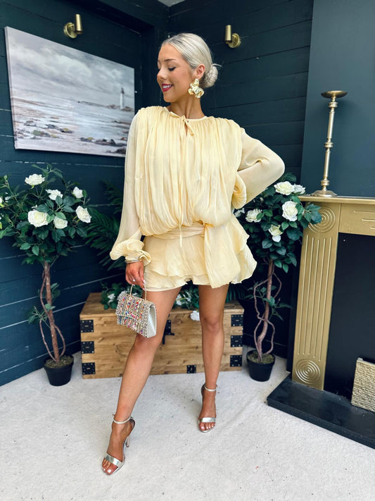 Skylar Detailed Top & Short Set Yellow