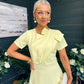 Blake Pearl Embellished Occasion Dress Yellow