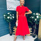 Blake Pearl Embellished Occasion Dress Red