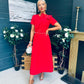 Blake Pearl Embellished Occasion Dress Red