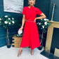 Blake Pearl Embellished Occasion Dress Red