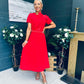 Blake Pearl Embellished Occasion Dress Red