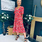 Aspen Square Neck Tiered Midaxi Dress Red