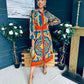 Alison Abstract Shirt Dress Orange