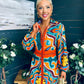 Alison Abstract Shirt Dress Orange