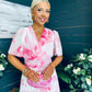 Beth Banded Midi Dress Pink