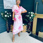 Beth Banded Midi Dress Pink