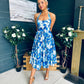 Fran Detailed Halterneck Midi Dress Cobalt