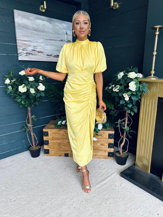 Fergie Detailed Midi Dress Yellow