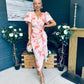 Drew Puff Sleeve Midi Dress Marble Peach