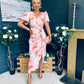 Drew Puff Sleeve Midi Dress Marble Peach