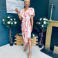 Drew Puff Sleeve Midi Dress Marble Peach