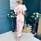Drew Puff Sleeve Midi Dress Marble Peach