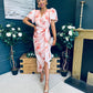 Drew Puff Sleeve Midi Dress Marble Peach