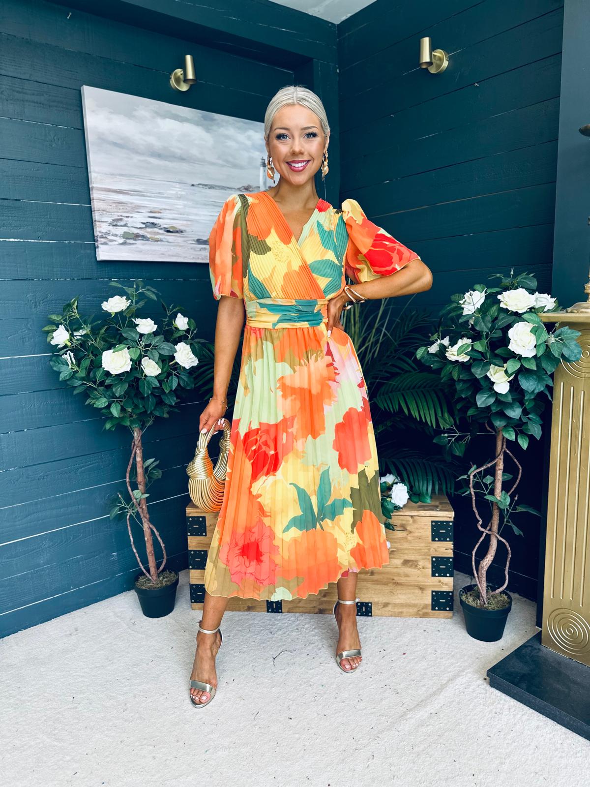 Charlie Banded Midi Dress Coral