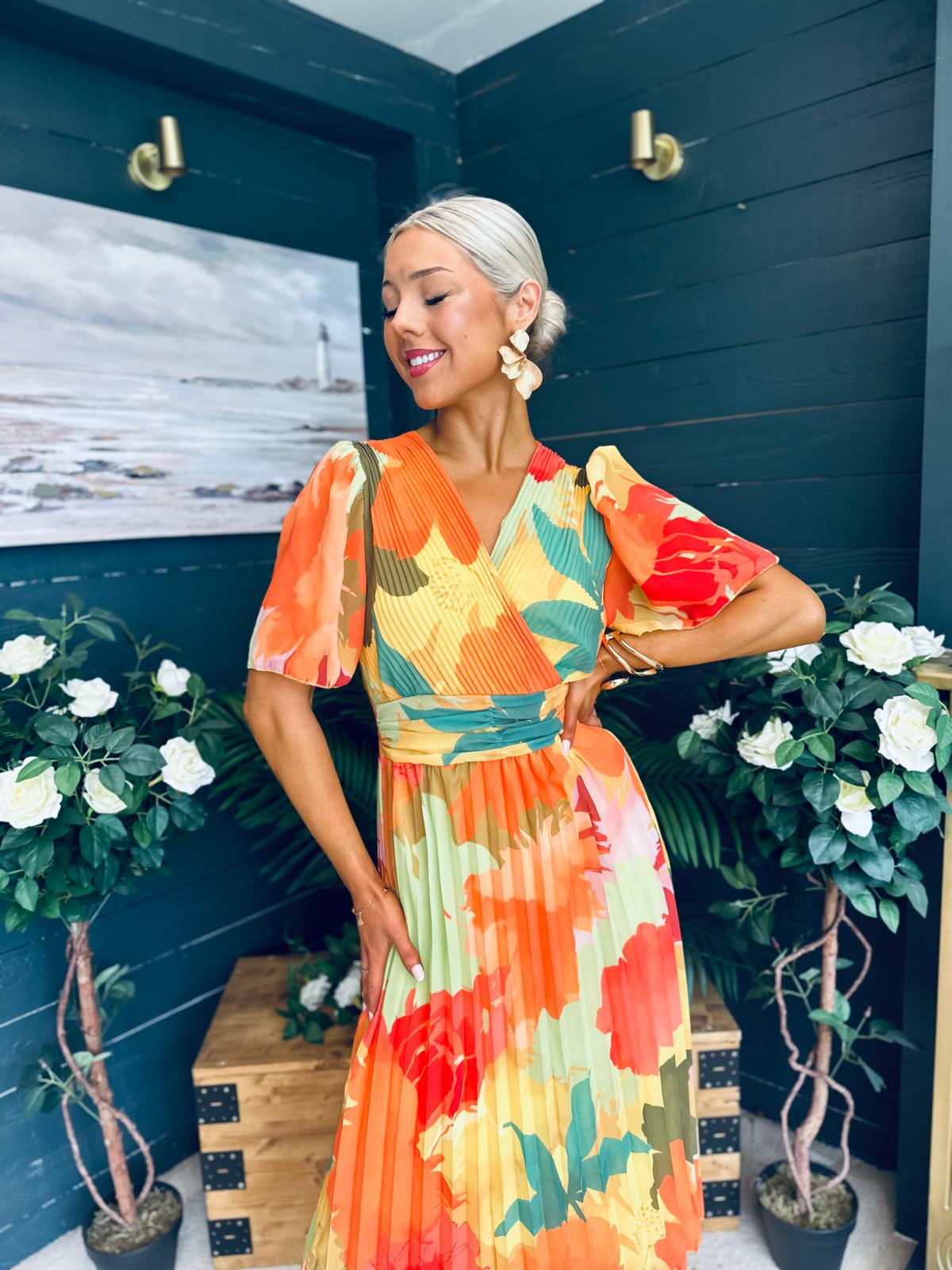 Charlie Banded Midi Dress Coral