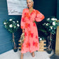 Faith Pleated Midi Dress Floral Coral
