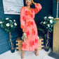 Faith Pleated Midi Dress Floral Coral